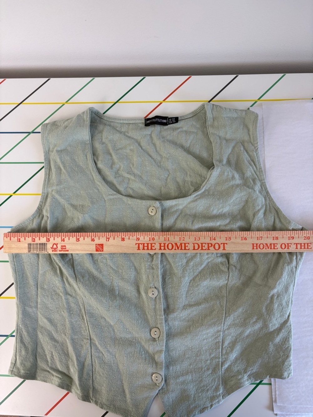 PrettyLittleThing Sage Green Button-Front Sleeveless Vest size 20 - Picture 6 of 7